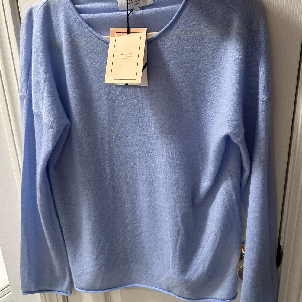 La Ligne New York Featherweight roll neck sweater pale blue: Brand New XS